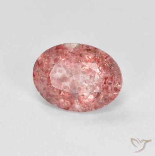 1.26 ct Pink Strawberry Quartz Stone, Natural Strawberry Quartz in Oval Facet Shape for Sale