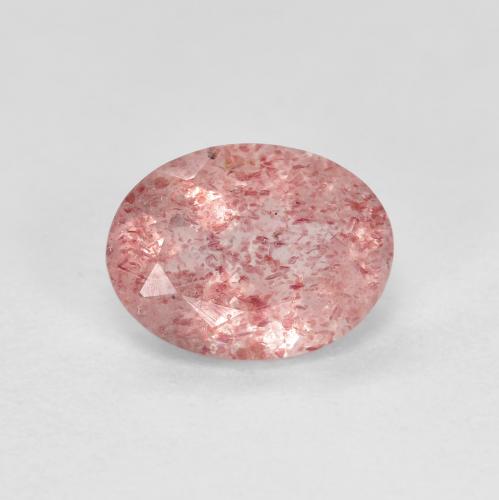 8 x 6.1mm Oval Facet Pink Strawberry Quartz from Russia, Weight of 1.11ct, Natural untreated gemstone in Transparent Clarity, 1pc Strawberry Quartz - the Color is Light Rose Pink, Mohs Hardness of 7 suitable for daily wear jewelry, Photo A