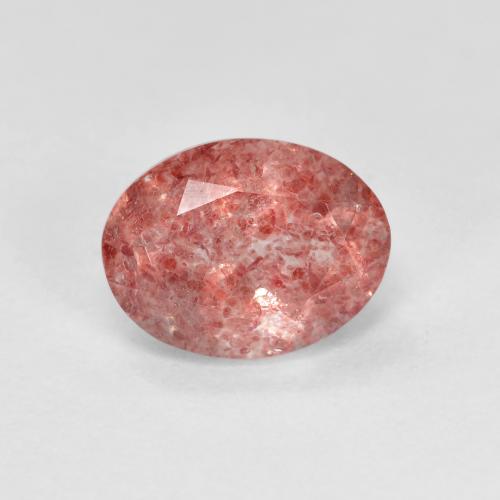 1.32ct Oval Dark Pink Strawberry Quartz from Russia, Dimension 8.1 x 6.1mm, Natural untreated Gemstone, Transparent Clarity, 1pc Oval Facet Strawberry Quartz, Mohs Hardness of 7 suitable for daily wear jewelry, Photo A