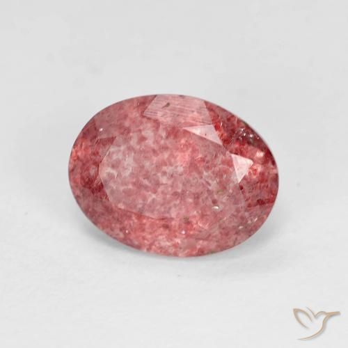 1.72 ct Red Strawberry Quartz Stone, Natural Strawberry Quartz in Oval Facet Shape for Sale