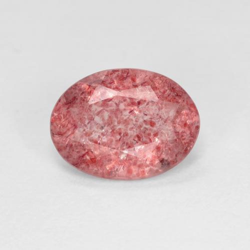Quartz Fraise Rouge oval facet 1,42 ct De Russie, dimension 9,1 x 6,8mm, pierre gemme naturelle Non traité, pureté Transparent, 1 pièce Quartz Fraise de couleur Rouge intense, dureté Mohs de 7 convient aux bijoux de tous les jours, pierre de sagesse, Photo A