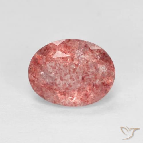 1.89ct Natural Bright Red Strawberry Quartz, Oval, Transparent