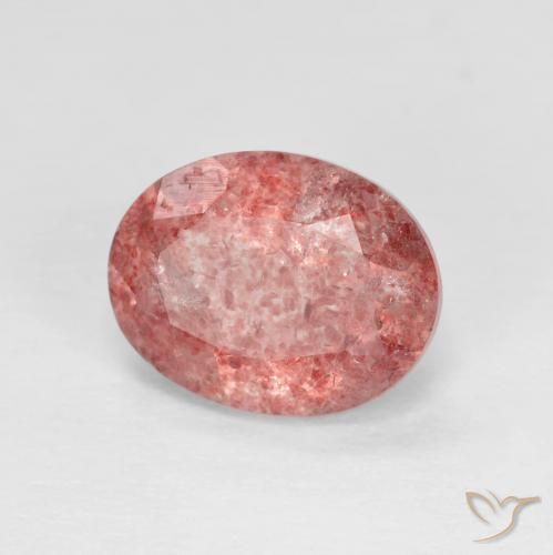 1.89 ct Red Strawberry Quartz Stone, Natural Strawberry Quartz in Oval Facet Shape for Sale