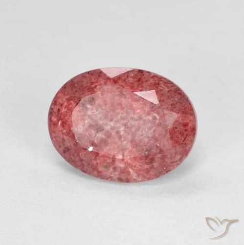 1.92 ct Red Strawberry Quartz Stone, Natural Strawberry Quartz in Oval Facet Shape for Sale