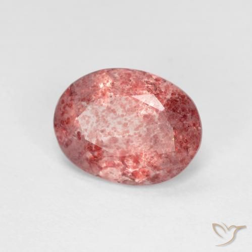 1.52 ct Red Strawberry Quartz Stone, Natural Strawberry Quartz in Oval Facet Shape for Sale