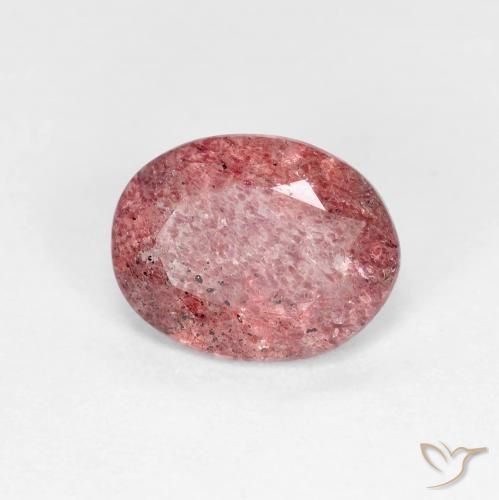 1.49ct Natural Intense Red Strawberry Quartz, Oval, Transparent