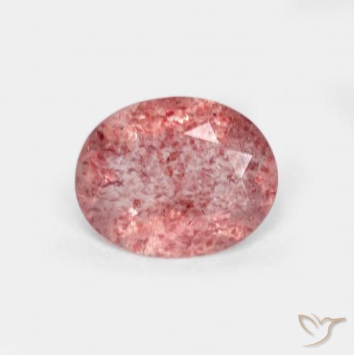1.22 ct Red Strawberry Quartz Stone, Natural Strawberry Quartz in Oval Facet Shape for Sale