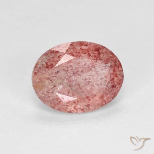 1.66ct Natural Medium Red Strawberry Quartz, Oval, Transparent