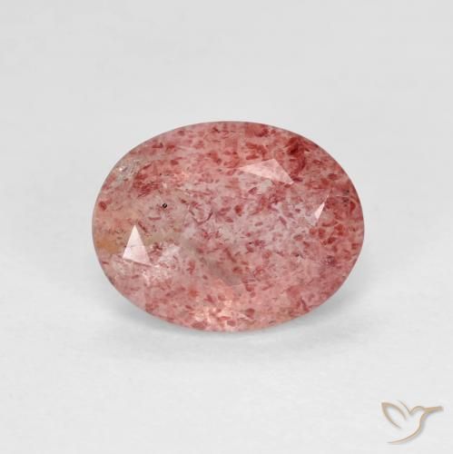 1.66 ct Red Strawberry Quartz Stone, Natural Strawberry Quartz in Oval Facet Shape for Sale