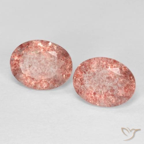 3.17ctw Natural Medium Dark-Pink Strawberry Quartz, Oval, Transparent