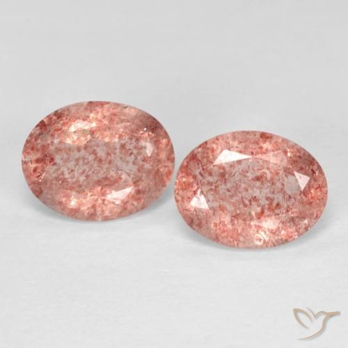 3.17 ctw Pink Strawberry Quartz Stones, Natural Strawberry Quartz in Oval Facet Shape for Sale