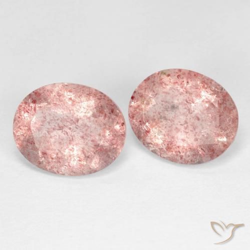 6.35 ctw Pink Strawberry Quartz Stones, Natural Strawberry Quartz in Oval Facet Shape for Sale