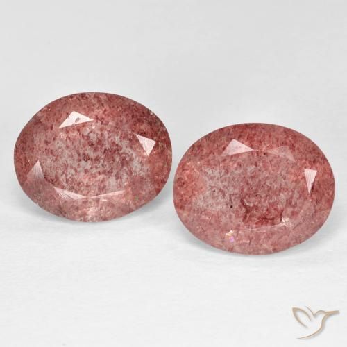 6.57 ctw Pink Strawberry Quartz Stones, Natural Strawberry Quartz in Oval Facet Shape for Sale