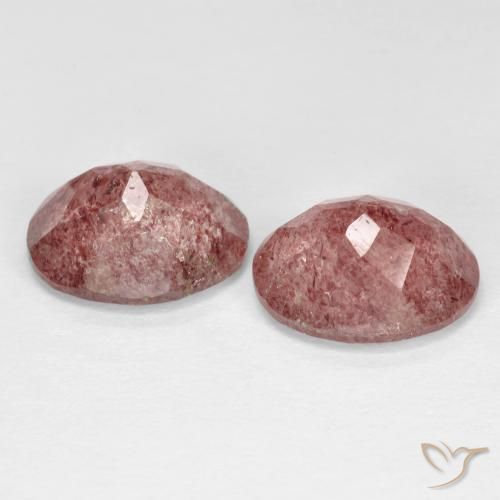 Strawberry Quartz Gemstones in 11.1 x 9.9 mm Size for Sale, Strawberry Quartz Stones in Medium Pink Color