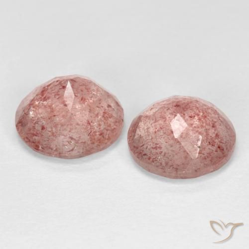 Strawberry Quartz Gemstones in 9 mm (calibrated) Size for Sale, Strawberry Quartz Stones in Indian Red Color