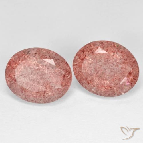 8.87 ctw Pink Strawberry Quartz Stones, Natural Strawberry Quartz in Oval Facet Shape for Sale