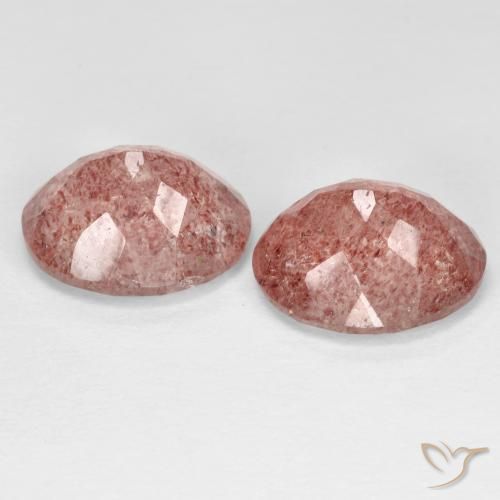 Strawberry Quartz Gemstones in 11.1 x 9.9 mm Size for Sale, Strawberry Quartz Stones in Reddish Pink Color