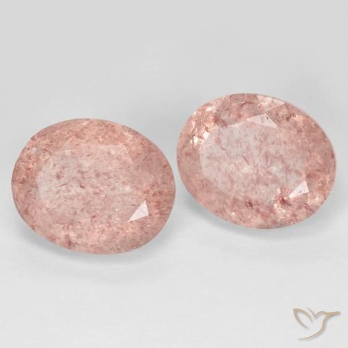7.77 ctw Pink Strawberry Quartz Stones, Natural Strawberry Quartz in Oval Facet Shape for Sale