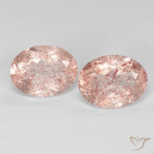 3.53 ctw Pink Strawberry Quartz Stones, Natural Strawberry Quartz in Oval Facet Shape for Sale
