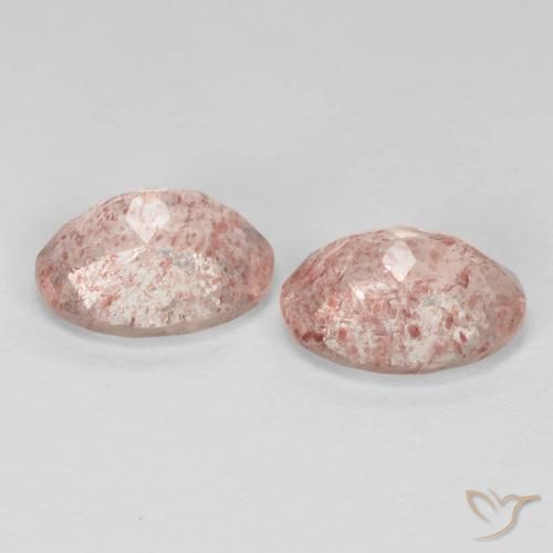 Strawberry Quartz Gemstones in 9 x 7 mm (calibrated) Size for Sale, Strawberry Quartz Stones in Light Pink Color