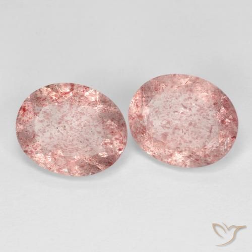 5.79 ctw Pink Strawberry Quartz Stones, Natural Strawberry Quartz in Oval Facet Shape for Sale