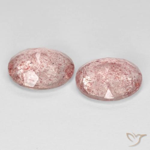 Strawberry Quartz Gemstones in 11 x 9 mm (calibrated) Size for Sale, Strawberry Quartz Stones in Light Pink Color