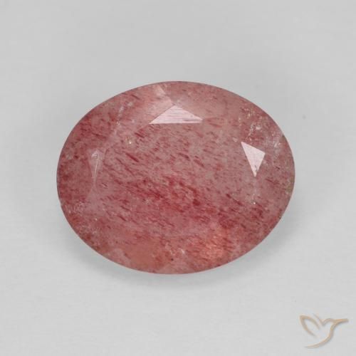 3.78ct Natural Bright Red Strawberry Quartz, Oval, Translucent