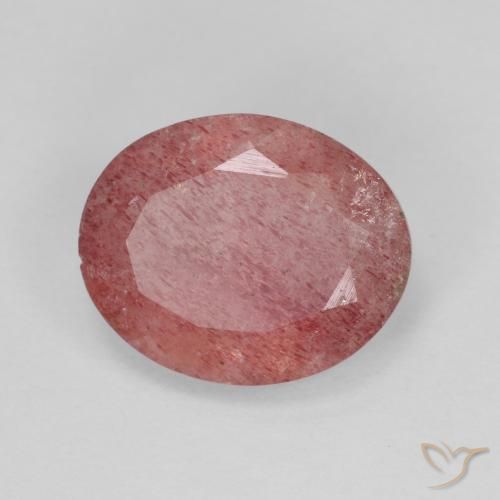 3.78 ct Red Strawberry Quartz Stone, Natural Strawberry Quartz in Oval Facet Shape for Sale
