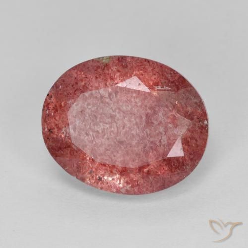 4.37 ct Red Strawberry Quartz Stone, Natural Strawberry Quartz in Oval Facet Shape for Sale