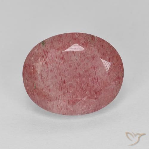 4.44ct Natural Medium Red Strawberry Quartz, Oval, Translucent