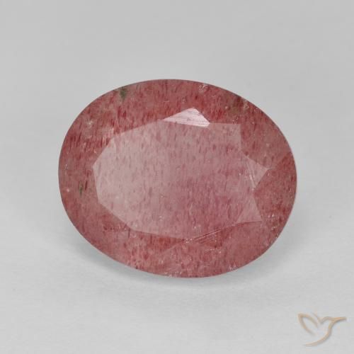 4.44 ct Red Strawberry Quartz Stone, Natural Strawberry Quartz in Oval Facet Shape for Sale