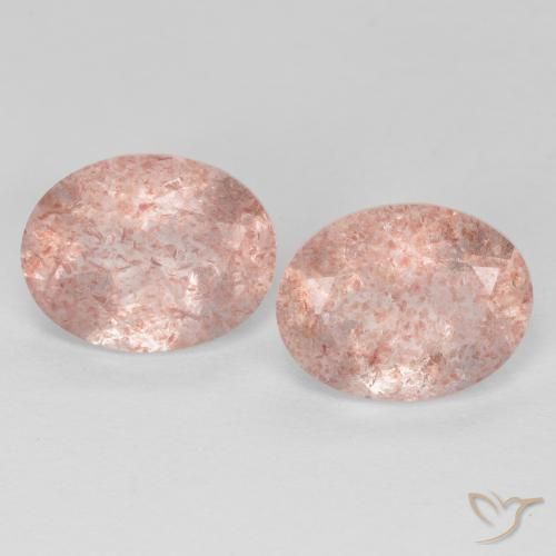 3.47 ctw Pink Strawberry Quartz Stones, Natural Strawberry Quartz in Oval Facet Shape for Sale