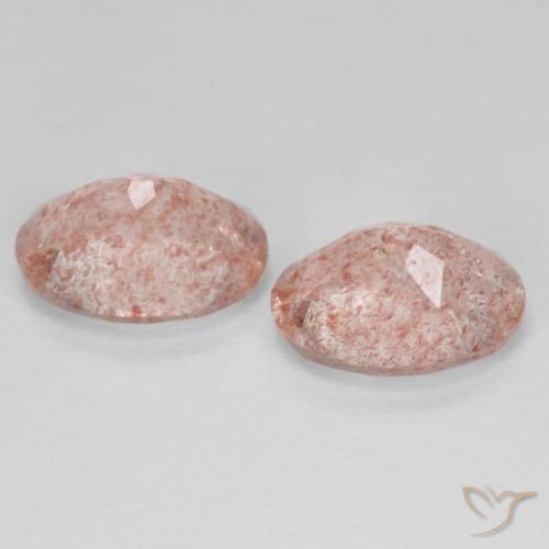Strawberry Quartz Gemstones in 9 x 7 mm (calibrated) Size for Sale, Strawberry Quartz Stones in Medium Pink Color