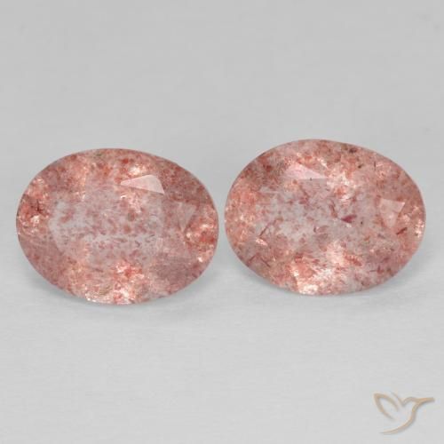 3.05ctw Natural Orange Pink Strawberry Quartz, Oval, Transparent