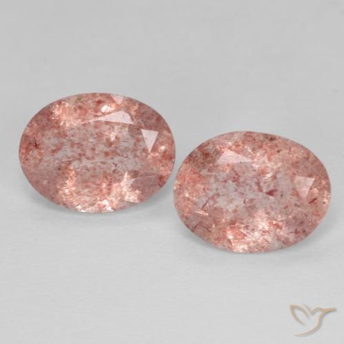 3.05 ctw Pink Strawberry Quartz Stones, Natural Strawberry Quartz in Oval Facet Shape for Sale