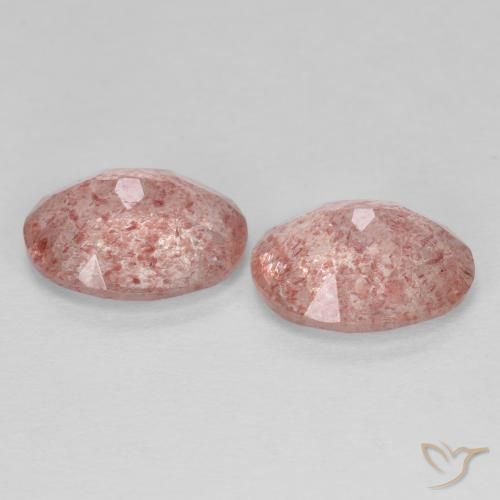Strawberry Quartz Gemstones in 9 x 7 mm (calibrated) Size for Sale, Strawberry Quartz Stones in Orange Pink Color