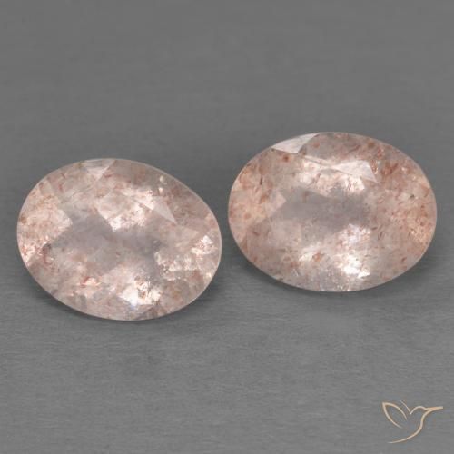 3.44 ctw Pink Strawberry Quartz Stones, Natural Strawberry Quartz in Oval Facet Shape for Sale