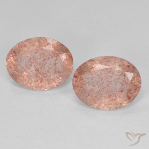 3.10 ctw Pink Strawberry Quartz Stones, Natural Strawberry Quartz in Oval Facet Shape for Sale