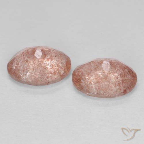 Strawberry Quartz Gemstones in 9 x 7 mm (calibrated) Size for Sale, Strawberry Quartz Stones in Orange Pink Color