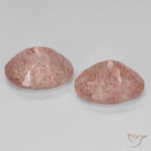 Strawberry Quartz Gemstones in 9 x 7 mm (calibrated) Size for Sale, Strawberry Quartz Stones in Peach Rose Color