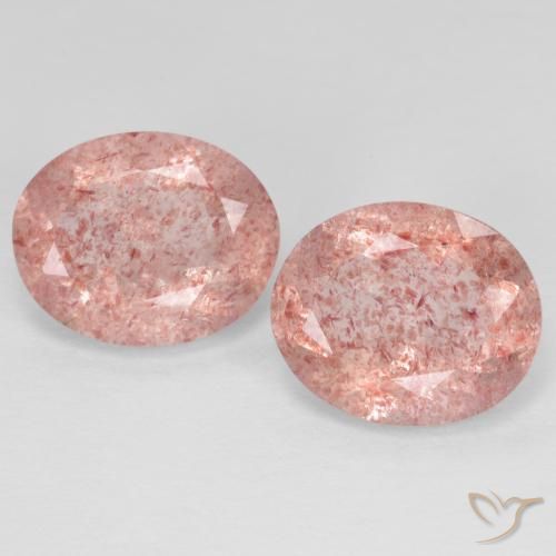 6.22 ctw Pink Strawberry Quartz Stones, Natural Strawberry Quartz in Oval Facet Shape for Sale