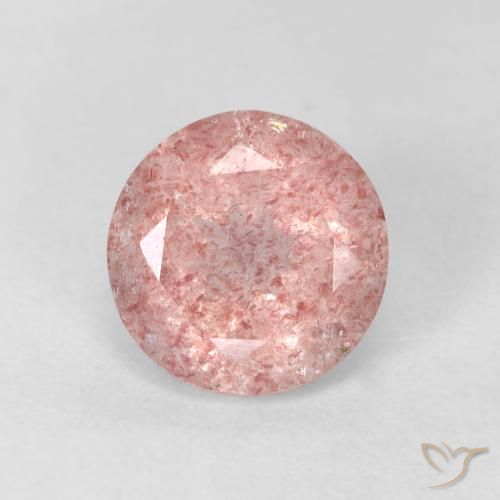 2.51ct Natural Earthy Pink Strawberry Quartz, Round, Transparent
