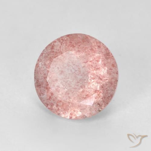 2.51 ct Pink Strawberry Quartz Stone, Natural Strawberry Quartz in Round Facet Shape for Sale