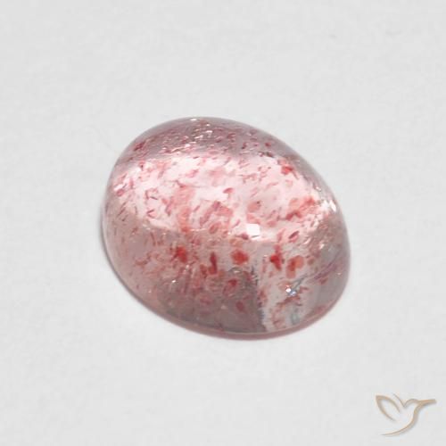 9,1 x 7,3mm rosa Erdbeerquarz im Oval-Cabochon Schliff aus Russland, Gewicht 2,33 ct, Garantiert echter Edelstein in Transparent Reinheit, 1 Stück Erdbeerquarz - die Farbe ist Erdiges Rosa, Mohs-Härte von 7 Geeignet für den täglichen Gebrauch im Schmuck, Photo A