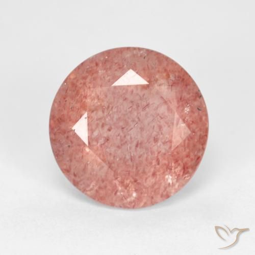 3.45ct Natural Pale Reddish Orange Strawberry Quartz, Round, Transparent