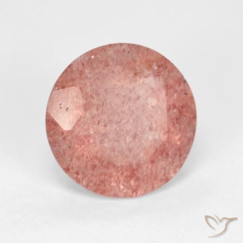 3.45 ct Red Strawberry Quartz Stone, Natural Strawberry Quartz in Round Facet Shape for Sale