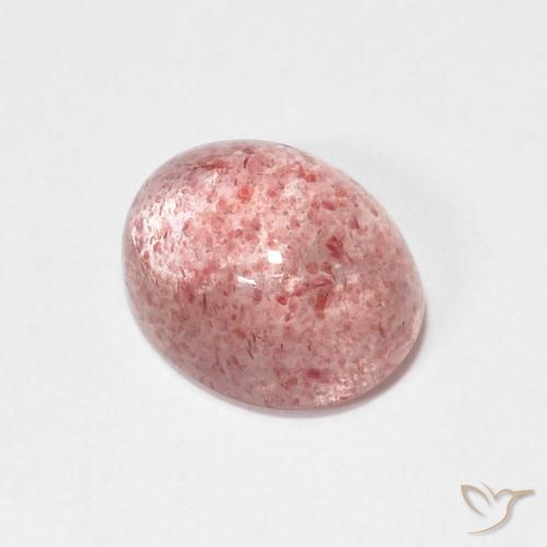 2.16 ct Pink Strawberry Quartz Stone, Natural Strawberry Quartz in Oval Cabochon Shape for Sale