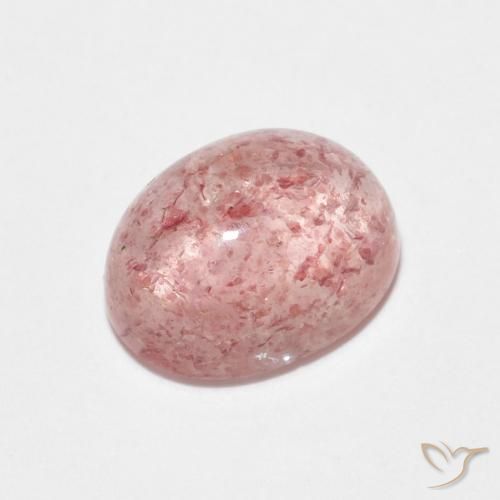 2.47 ct Pink Strawberry Quartz Stone, Natural Strawberry Quartz in Oval Cabochon Shape for Sale