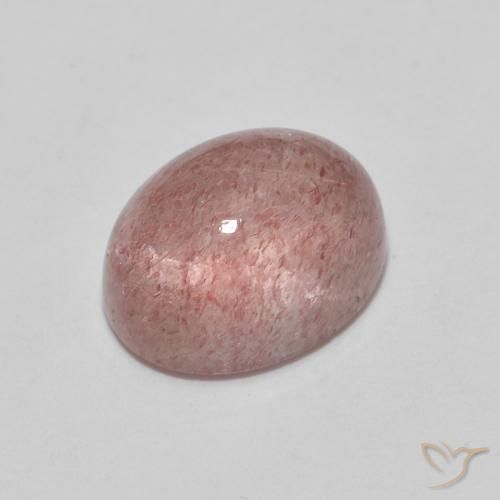 2.64 ct Pink Strawberry Quartz Stone, Natural Strawberry Quartz in Oval Cabochon Shape for Sale
