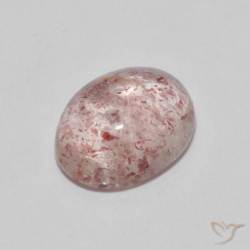 2.29 ct Pink Strawberry Quartz Stone, Natural Strawberry Quartz in Oval Cabochon Shape for Sale